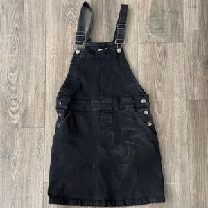 Harper Heritage Francescas Black Denim Overall Dress Pinafore Mini Skirt Small